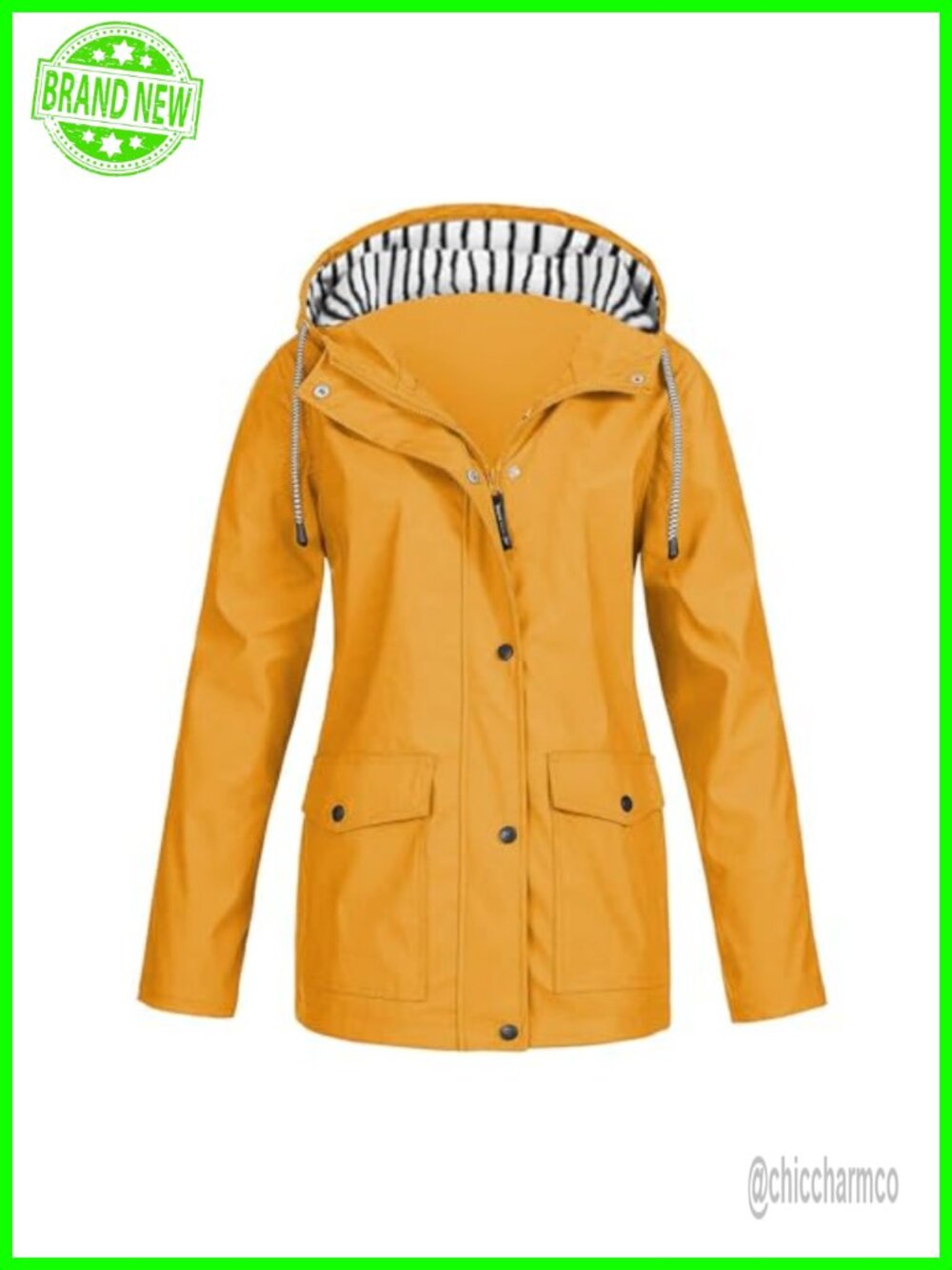 Womens Hooded Raincoat Lightweight Plus Size Waterproof Zip Up Rain Jacket